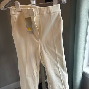 Boden Cream Trousers Straight-Leg Cotton Blend with tags